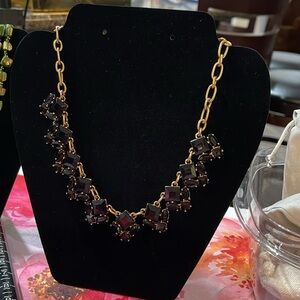 J Crew Black Stone Necklace surrounded with Brass. Sz 18-20”